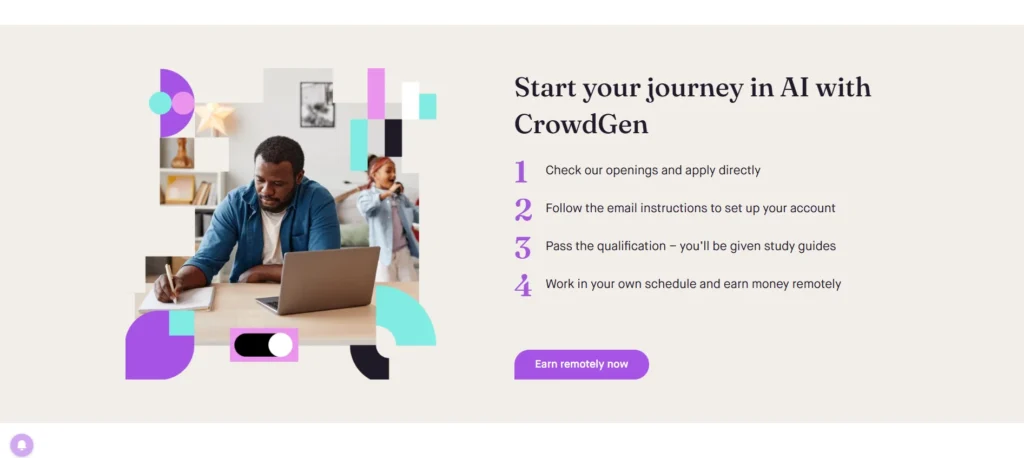 Student earning money online by working remotely with CrowdGen - Best online earning websites for students